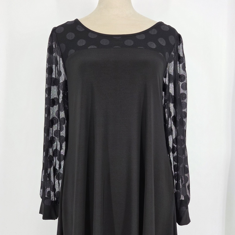 Womens Polka Dot Mesh Sleeve Formal Midi Dress Small Whimsigoth Party Dark Fairy - Picture 3 of 12